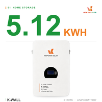 Batterie de stockage d'énergie domestique murale KINPOWER-51.2 100 51.2V 100Ah LiFePO4 5.12kWh, jusqu'à 20 unités en parallèle