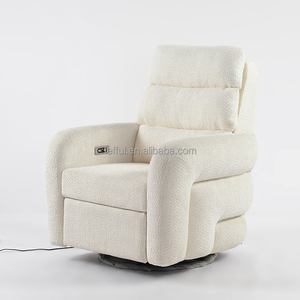 Sillón Giratorio Reclinable para Cuarto de Bebé, Cómodo Sillón Giratorio Reclinable de Tela Bouclé para Sala de Estar - Product Image 3