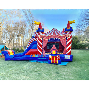 Toboggan commercial de luxe sur le thème du cirque toboggan gonflable pour château de saut combo toboggan gonflable pour maison de rebond humide/sec avec 2 toboggans - Product Image 2
