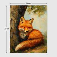 Peinture à l'huile de renard roux 100% peinte à la main, texture épaisse, art mural animal 3D, toile tendue 60x75cm pour la décoration intérieure