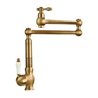 Robinet de cuisine en laiton, eau froide et chaude, style français rétro, double poignée, cartouche céramique, finition brossée, capteur tactile, douchette extractible