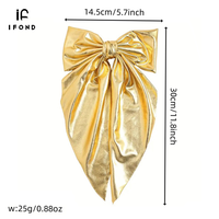 IFOND Grande pince à cheveux en cuir avec long ruban à nœud, barrettes pour l'arrière de la tête pour filles et femmes