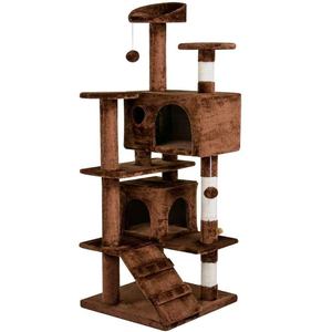 Großhandel Günstige Katze Scratcher Tree Wood Neue mehrstufige Kratz baum <span class=keywords><strong>Cat</strong></span> Condo mit Plüsch Barsch Stabile Katze Scratching Post für Katzen - Product Image 5