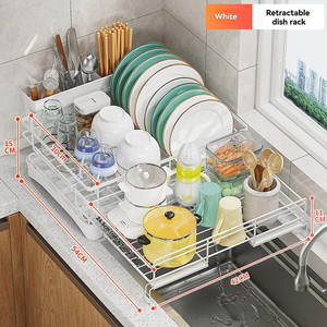 Organizador <span class=keywords><strong>de</strong></span> mesa retráctil <span class=keywords><strong>de</strong></span> gran capacidad, estante <span class=keywords><strong>de</strong></span> <span class=keywords><strong>cocina</strong></span> para cuenco, plato, palillos, tubo <span class=keywords><strong>de</strong></span> drenaje, solución <span class=keywords><strong>de</strong></span> almacenamiento eficiente - Product Image 2