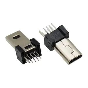 Conector Kandens Mini USB macho, bloqueo de placa de 8 pines, Mini enchufe, modelo corto, orificio pasante, conector Micro Vertical USB para PCB