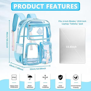 Graziosi <span class=keywords><strong>zaini</strong></span> trasparenti in plastica trasparente in pvc per bambine e bambine - Product Image 2