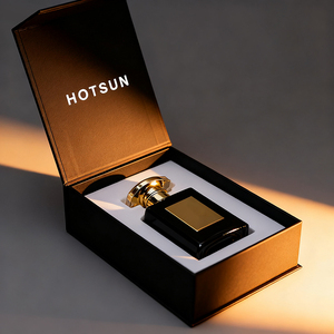 Emballage personnalisé en or rose de 50ml boîte de bouteille de parfum noir coffret cadeau de luxe pour petit échantillon - Product Image 1