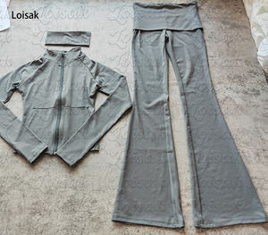 <span class=keywords><strong>Ensemble</strong></span> 2 pièces Y2K pour <span class=keywords><strong>femme</strong></span> 2026 : Veste brodée avec logo et <span class=keywords><strong>pantalon</strong></span> <span class=keywords><strong>évasé</strong></span> à taille pliable, idéal pour les grandes tailles – Survêtement - Product Image 5