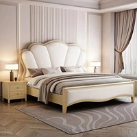 Meilleure vente Lit double personnalisé moderne en bois Super King Queen Size avec cadre en bois blanc avec rangement