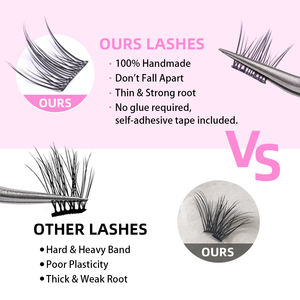 Nuevos diseños de pestañas postizas prepegadas de larga duración Press and <span class=keywords><strong>Go</strong></span> on Fluffy <span class=keywords><strong>Lash</strong></span> Venta al por mayor Diy Lashes Cluster - Product Image 2