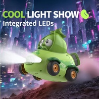 Vente en gros de voitures télécommandées RC pour enfants, série légumes mignons 2.4G, en forme de pois, avec éclairage et rotation à 360°, petites et rechargeables