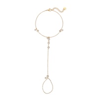 Chaîne de main délicate en zircon cubique avec anneau, ensemble de bijoux minimaliste en acier inoxydable plaqué or, bracelet et bague
