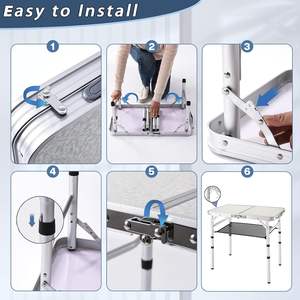 Mesa de Picnic Plegable, Mesa de Camping Pequeña, Altura Ajustable, Portátil, Ligera, de Aluminio, Rectangular, Mesa Auxiliar de Oficina - Product Image 3