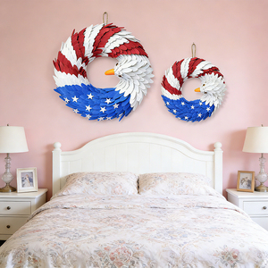 พวงหรีดอินทรีรักชาติ สีแดง ขาว และน้ำเงิน ทำจากผ้ากระสอบ สำหรับวันที่ 4 <span class=keywords><strong>กรกฎาคม</strong></span> วันประกาศอิสรภาพ ของตกแต่งประตู ระเบียง และผนัง - Product Image 4