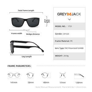 Gafas de sol deportivas Greyjack, montura polarizada TR90, protección UV400 para pescar al aire libre, conducir, hombres, color negro - Product Image 2