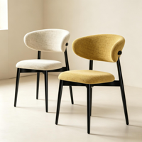 Chaise moderne à structure métallique pour restaurant/hôtel, avec tissu en lin écologique durable pour salles à manger