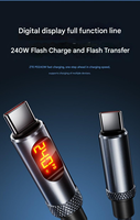 Cable de Carga Rápida USB C a USB C de 240W, Cable de Datos Flexible de Silicona con Pantalla Digital, Compatible con iPhone, iPad, Galaxy y Xiaomi