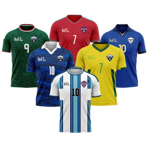 <span class=keywords><strong>Camiseta</strong></span> de Fútbol Personalizada de Alta Calidad para Jugadores y Aficionados, Uniforme de Fútbol de Argentina con Estampado por Transferencia Térmica, 100% Short - Product Image 3