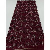 Tissu en dentelle brodée pour robe de mariée, avec perles et sequins, en maille, prix d'usine de gros pour femmes