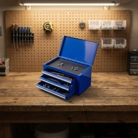 Coffre à outils mini en acier laminé à froid OEM avec 3 tiroirs et couvercle rabattable pour garage, bureau et rangement de bureau d'atelier