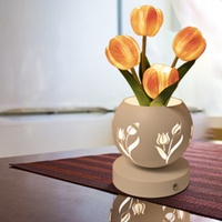 Nouvelle lampe de chevet LED Tulipe de luxe, fleur artificielle en fer forgé, projection décorative, lampe de table avec batterie au lithium intégrée