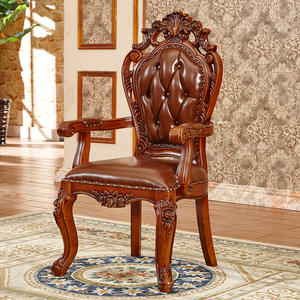 Ghế ăn lưng cao bằng gỗ tếch, tay vịn da kiểu Bắc Âu cổ điển - Product Image 4