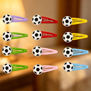 Fermagli per capelli in metallo a forma di pallone da <span class=keywords><strong>calcio</strong></span> per ragazze, fermagli colorati a forma di goccia d'acqua, accessori sportivi eleganti per bambini e neonati, per il giorno della partita - Product Image 4