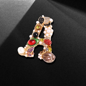 Pin Bros untuk Wanita dan Pria Aksesori Gaun Pesta Retro Mewah Zamrud/Ruby/Mutiara/Resin/Huruf/Lebah/Tengkorak Alami - Product Image 4
