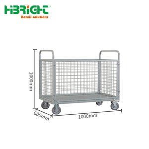 Heavy Duty Industrial Logistics <b>Trolley</b> Metal Wire Mesh Cage Cart with Wheels for Warehouse and Factory - Product Image 4