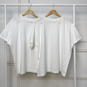 T-shirt Vintage Effetto Usurato da 190g per Uomo, Moda in Puro Cotone con Stampa Logo, Abbigliamento Streetwear Oversize - Product Image 1