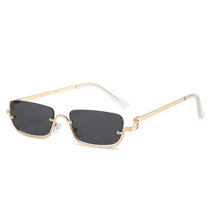 Nuevas Gafas de Sol de Medio Marco Metálico para Mujer, Elegantes Gafas de Sol de Marco Pequeño Cuadrado con Logotipo Personalizado y Protección UV400 de Diseñador - Product Image 1