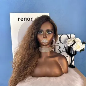 Vente en gros PVC <span class=keywords><strong>de</strong></span> haute qualité Glam Black réaliste femme afro-américaine perruque Manequine Mannequin tête avec épaule - Product Image 3