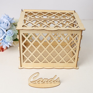 Scatola in Legno per Biglietti di Matrimonio, Porta Biglietti d'<span class=keywords><strong>Auguri</strong></span> Tagliato al Laser per Regali di Ricevimento, Ricordo di <span class=keywords><strong>Auguri</strong></span>, Decorazione per Feste di Anniversario - Product Image 3