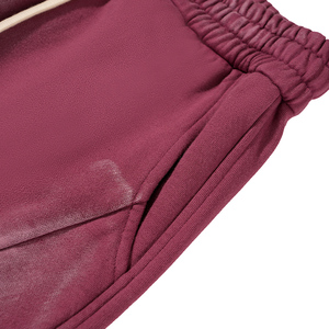 กางเกงวอร์มแนวสตรีทพร้อมเชือกซักสไตล์สตรีทสี<span class=keywords><strong>ไวน์</strong></span>แดงสำหรับผู้ชายโลโก้ตามสั่ง - Product Image 4