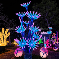 Fleur de corail bleue lumineuse tendance 2026 pour jardin, décoration mystérieuse, éclairage de vacances