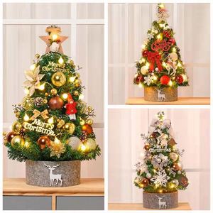 ต้นคริสต์มาสขนาดเล็กแบบตั้งโต๊ะ 60/90 ซม. สุดหรู สำหรับตกแต่ง DIY พร้อมไฟ LED ประดับตกแต่ง ลูกบอลแบบมีลวดลาย - Product Image 2