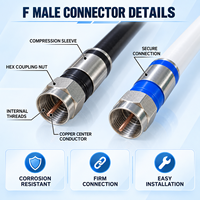 Câble coaxial RG6 personnalisé F mâle vers F mâle 75 Ohm noir 0-3GHz pour antenne satellite modem Jumper OEM usine