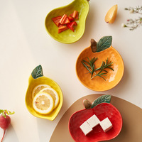 Jolies coupelles à sauce en porcelaine en forme de fruits, compatibles micro-ondes, style rétro, design dessin animé peint à la main, pour la maison et le hot pot