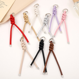 PU Leather Rope Key Ring Pendant DIY Rope Knot Keychain