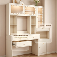 Coiffeuse moderne avec tabouret, coiffeuse au design simple avec grand miroir et 3 tiroirs pour chambre à coucher