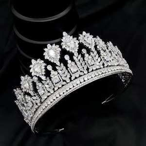 Diademi di <span class=keywords><strong>Zirconia</strong></span> e diademi e corone per matrimoni da spettacolo rotondi completi per regine - Product Image 2