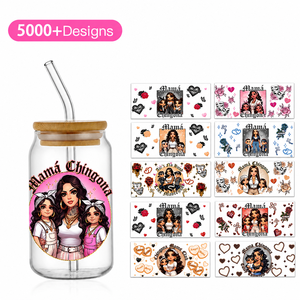 Popular UV DTF Cup Wrap Transfers Mom 16oz 20oz Libbey Glass UV DTF Cup Wrap Transfers <span class=keywords><strong>Mama</strong></span> <span class=keywords><strong>Chingona</strong></span> UV DTF Cup Wrap Transfers - Product Image 1