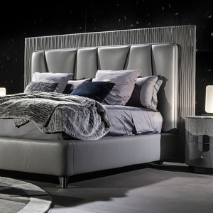 Cabecera de Cama Doble de Diseño Italiano Moderno y Lujoso, con Textura Geométrica, para Villa u Hotel, Muebles de Cama King Size - Product Image 2