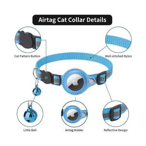Collar de gato Airtag reflectante impermeable Collar de Gps rastreador de gatitos ajustable con soporte de etiqueta de aire y campana - Product Image 4