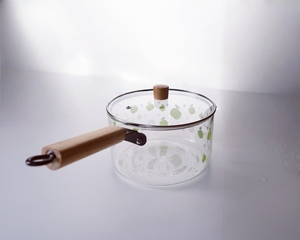 Olla de vidrio de borosilicato de diseño moderno con tapa, olla saludable para sopa, leche, uso doméstico, para estufa eléctrica y de gas - Product Image 1