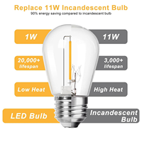 Ampoules LED S14 incassables 1W, 2700K, style Edison vintage, ampoule en plastique, douille E26 E27, ampoule de remplacement pour extérieur