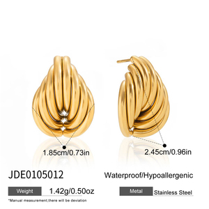Pendientes de Moda J&D, Oro de 18K, Acero Inoxidable, Diseño de Corazón, Encaje de Alambre, Multicapa, Irregulares - Product Image 6