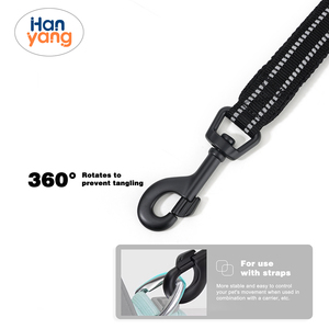 대형견 또는 중형견용 HanYang OEM 맞춤형 디자이너 반사 헤비 듀티 애완견 가죽 끈, 듀얼 핸들 리드 - Product Image 2