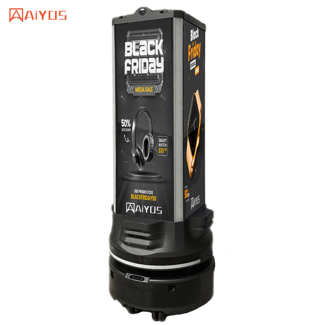 AIYOS Smart 4-Screen Advertising Robot with Projection for Restaurant Hotel Mall Retail Promotion
