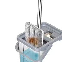 Vadrouille plate en microfibre avec manche magique Séparation des eaux usées rotative et paresseuse absorbante Lavage des mains gratuit